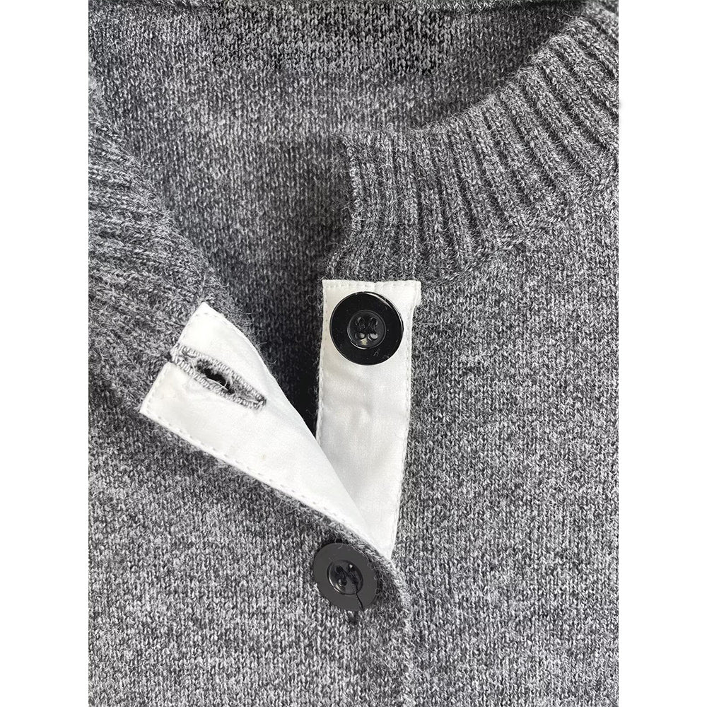 Women's new fashion soft texture spliced O-Neck knitted cardigan