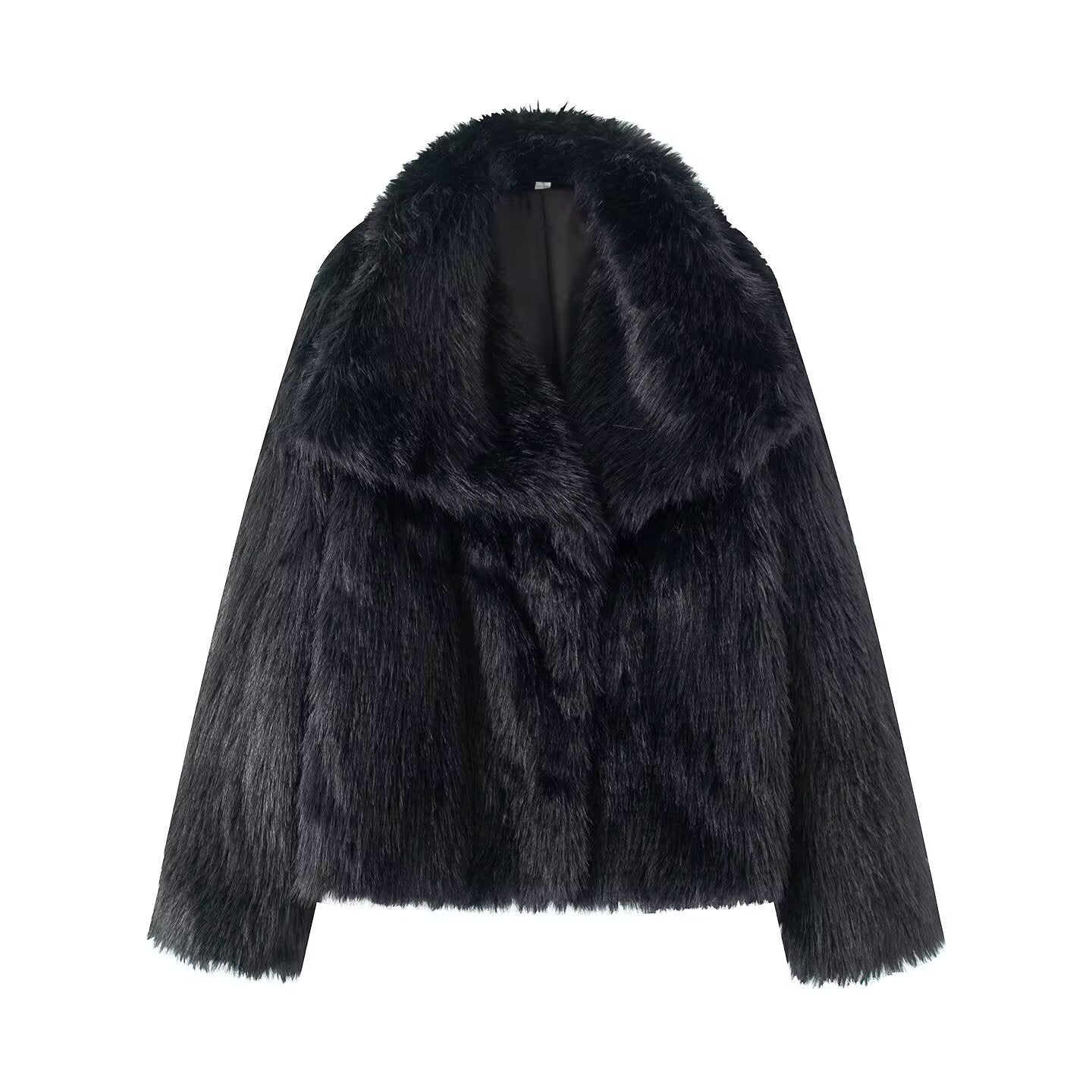 Women's artificial fur effect big Lapel Coat