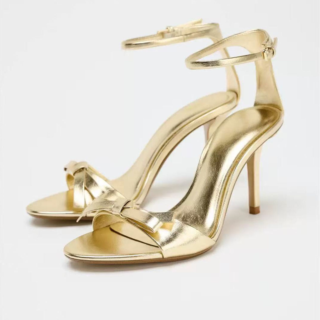 Women's 2025 New Joker Patent Leather Bow Buckle Design Stiletto Heels