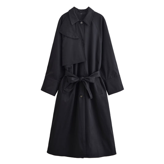 Women's new fashion with Belt loose long style windbreaker Coat