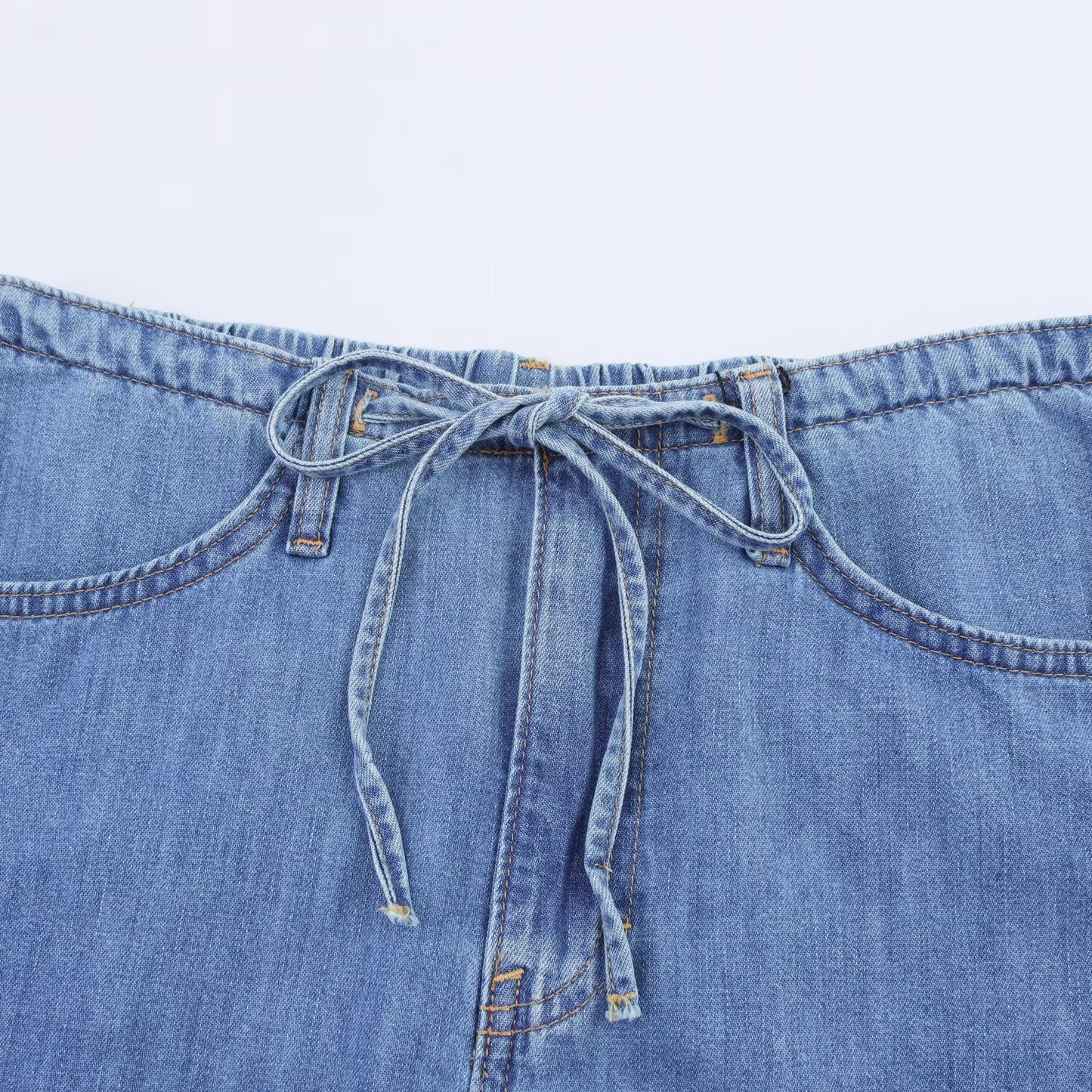 Women's' New Fashion bow decoration slim elastic waist denim mini skirt