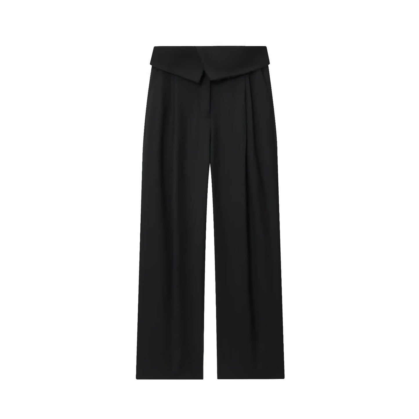 Women's new fashion rolled edge waist design casual pleated pants