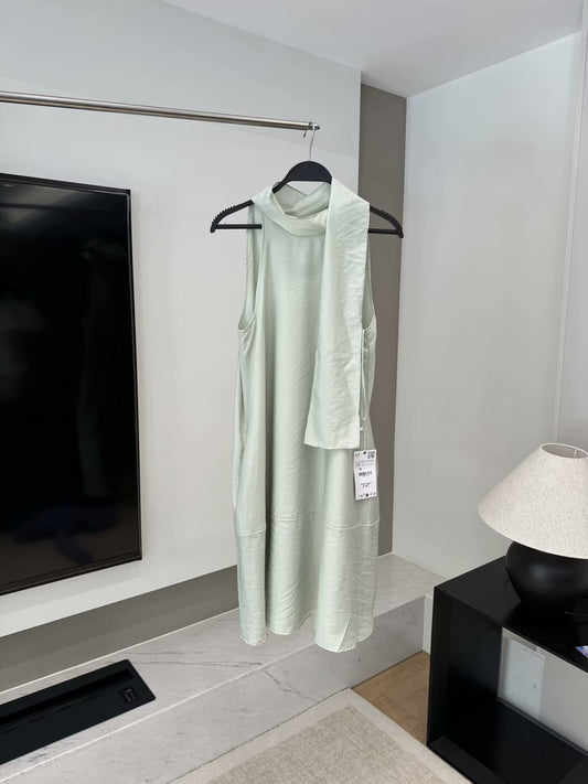 Women's new fashion backless lace up decoration casual sleeveless mini dress