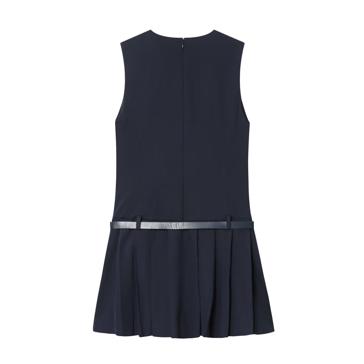 Women's with Belt low waist pleated Blazer dress