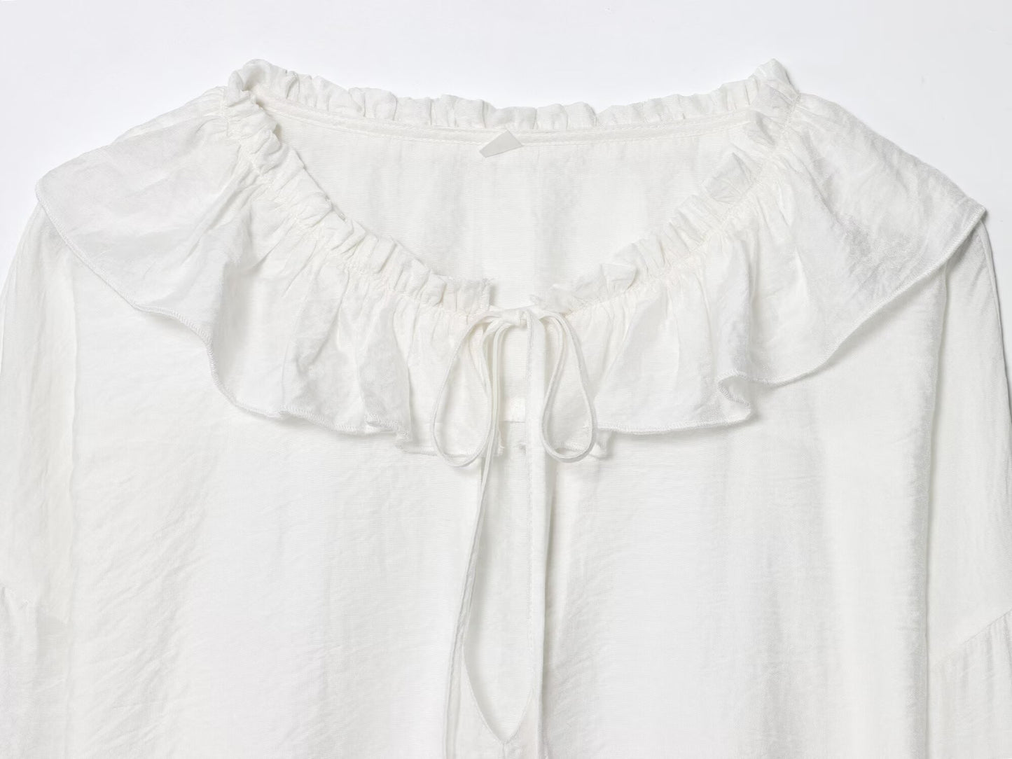 Women's 2025 new fashion linen blended white lace up shirt