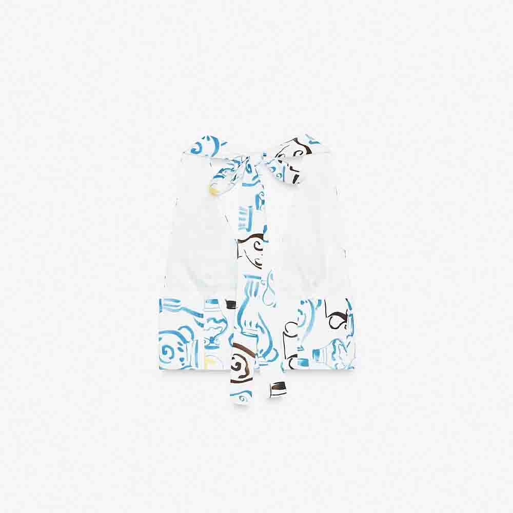 Women's new fashion printed poplin hanging neck collar top+Skirts Women's suit