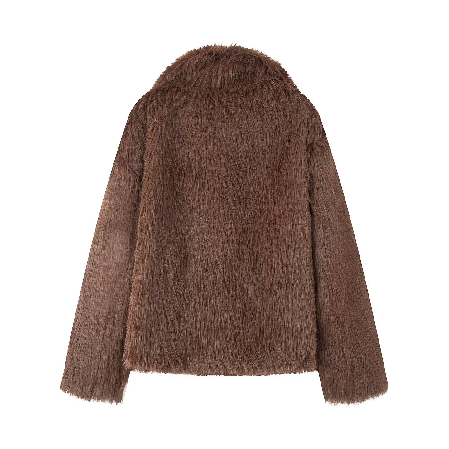 Women's artificial fur effect big Lapel Coat
