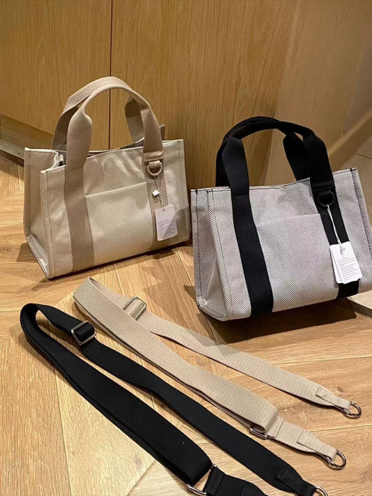 LU Women's New Fashion Canvas Two-color Portable Large-capacity Joker Shoulder Bag Tote Bag