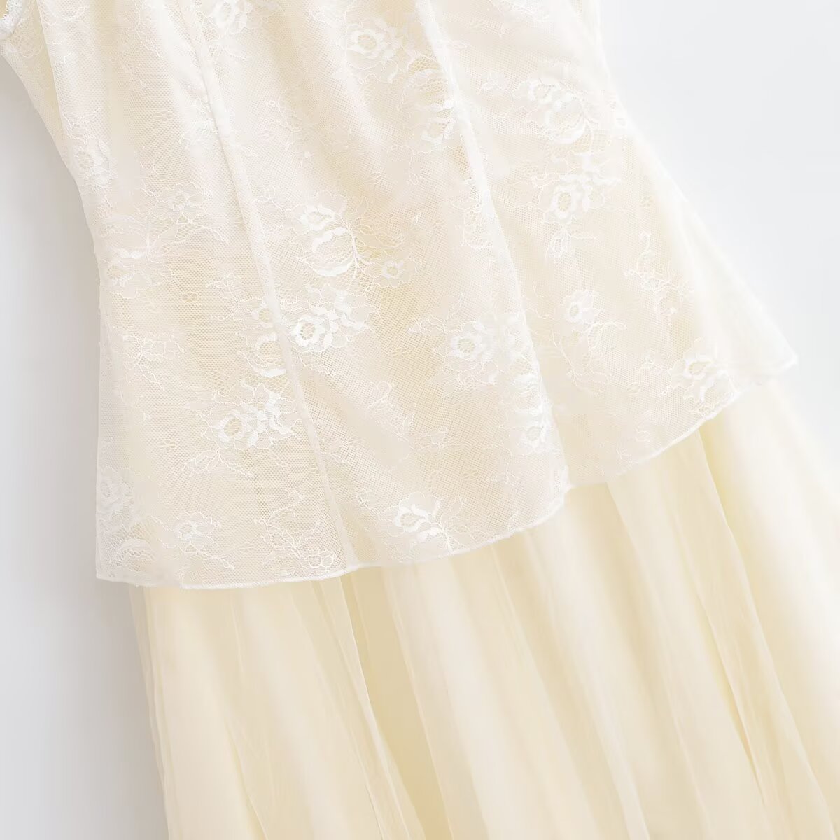 Women's New Fashion Lace Splicing Mesh Sleeveless Midi Dress