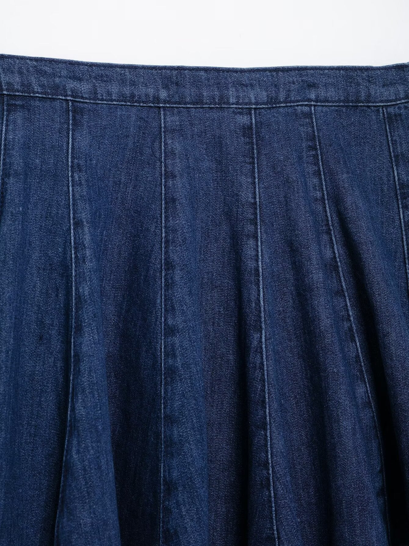 Women's 2025 new fashion casual high waist wide pleated denim mini skirt