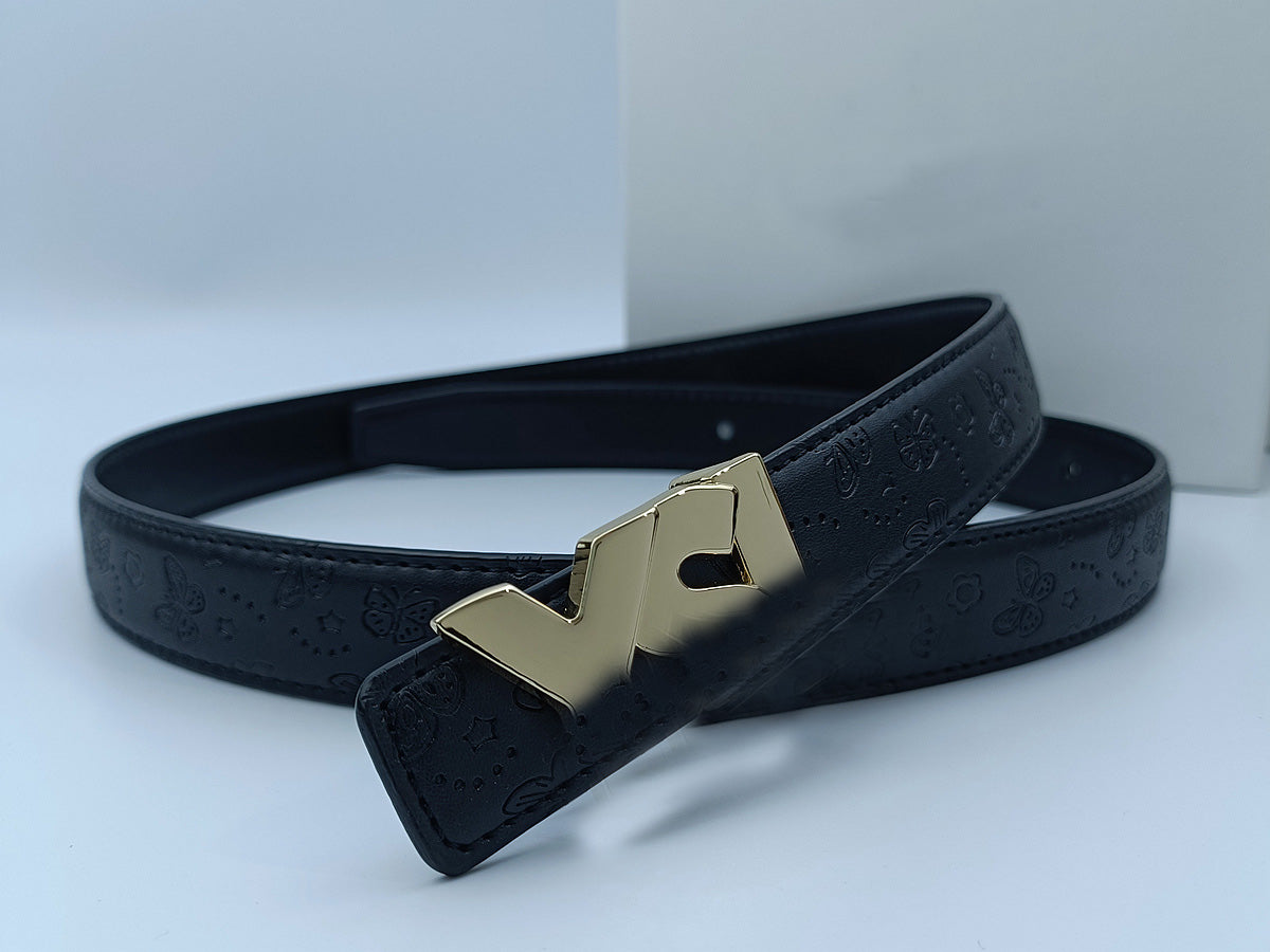 Women's new casual Joker multicolor gold and silver letters decorative belt belt With a box