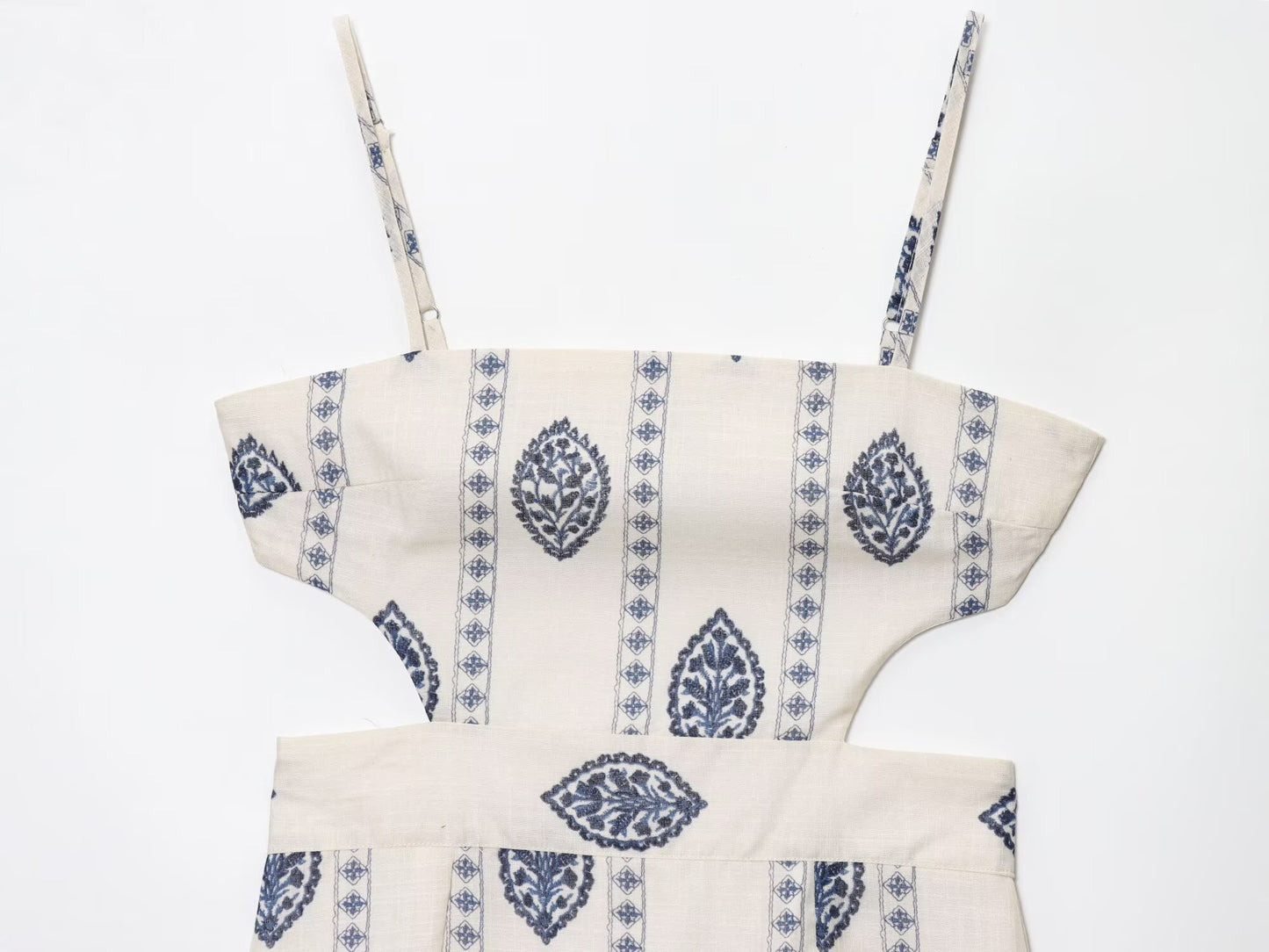 Women's New Fashion Hollow Design Printed suspender Midi Dress