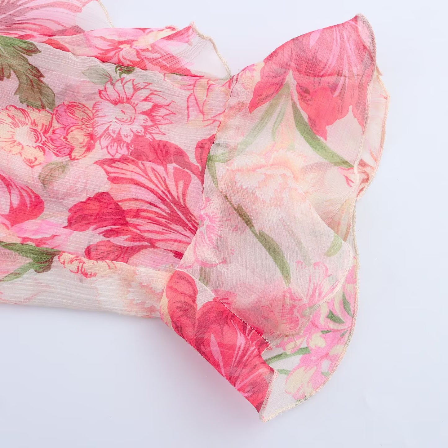 Women's' New Fashion layered decoration long sleeved V-neck floral printed shirt