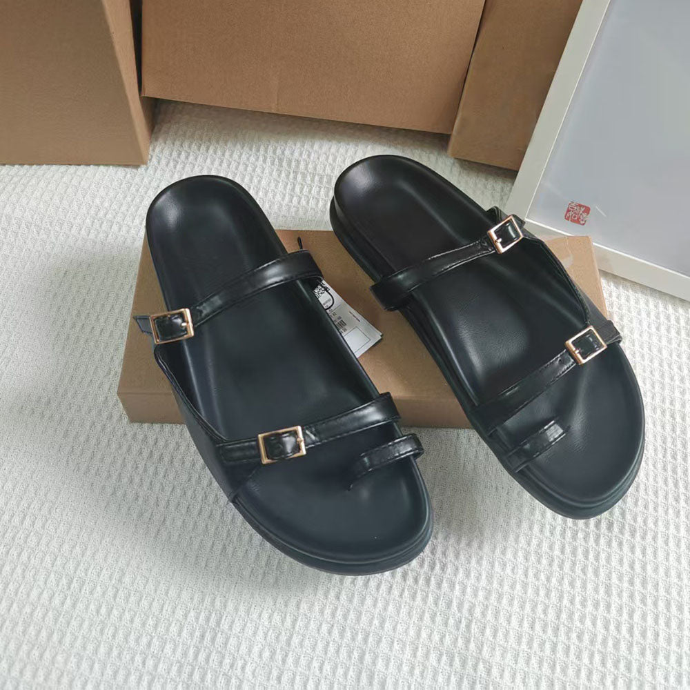 Women's New Fashion Casual Joker Muffin Bottom with Buckle Sandals and Slippers.