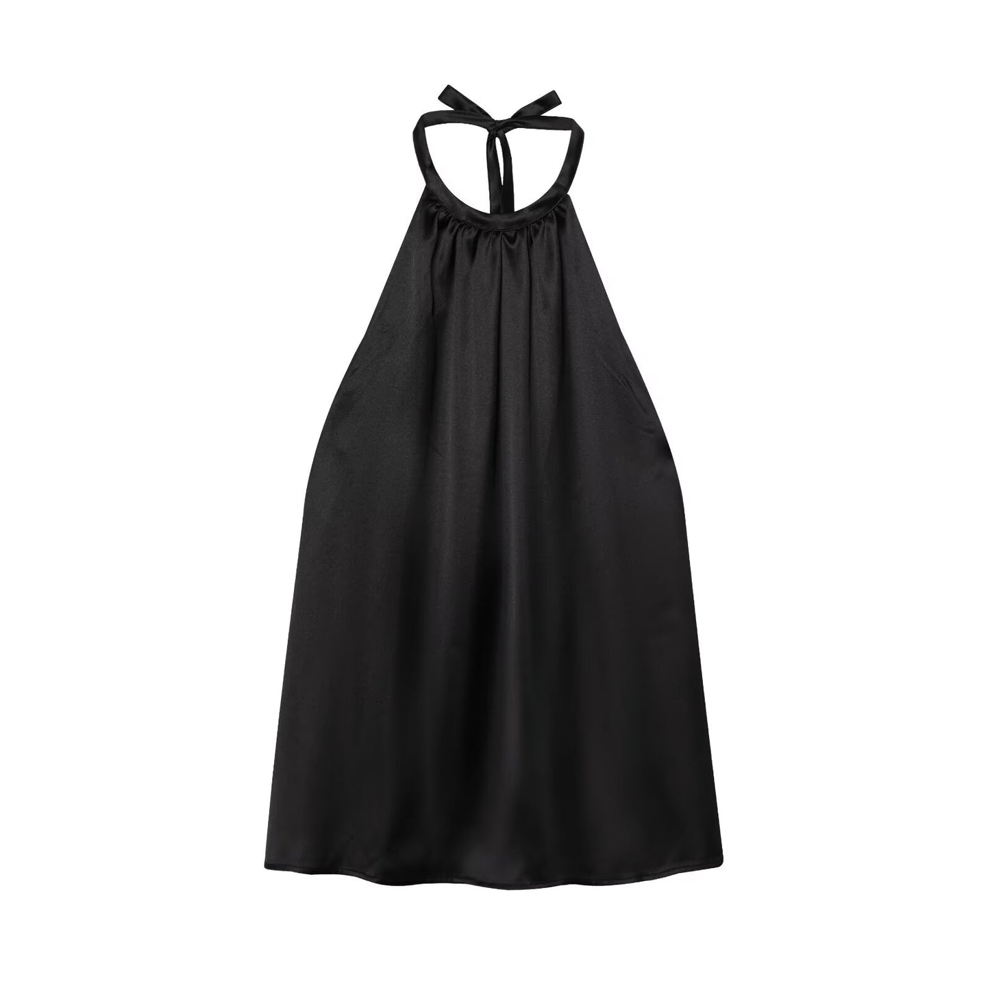 Women's new fashion draped design sleeveless backless hanging neck collar top