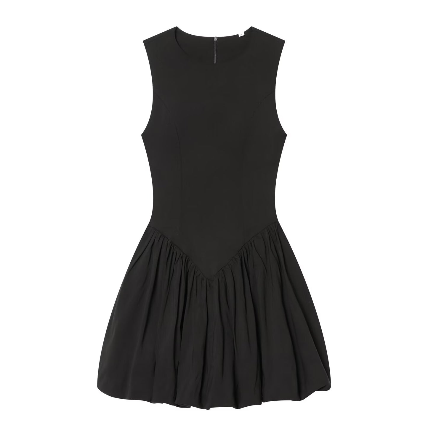 Women's black slim balloon effect dress