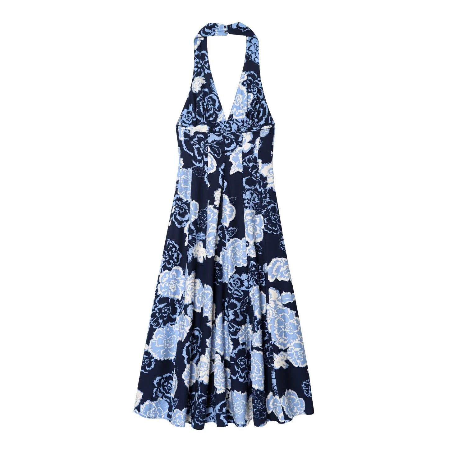 Women's New Fashion Sleeveless Printed Hanging Neck Midi Dress