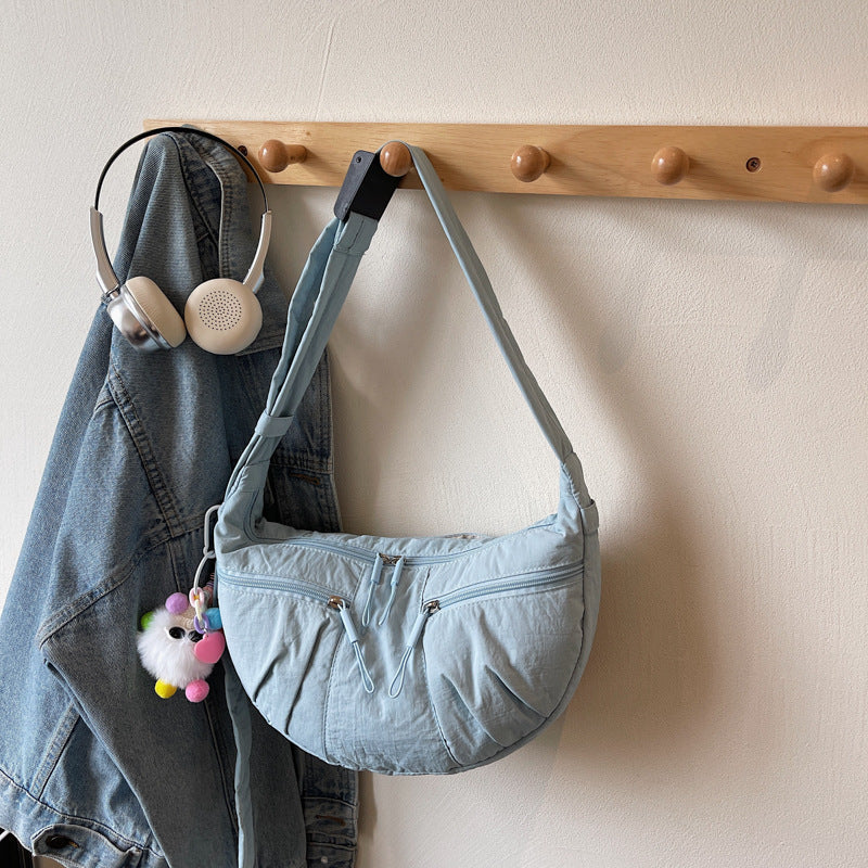 LU Women's new casual Joker lightweight pleated shoulder bag Messenger bag large capacity female bag