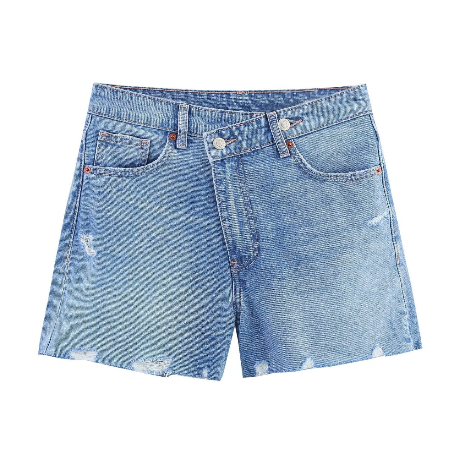 Women's new fashion Side pockets casual versatile high waisted denim shorts