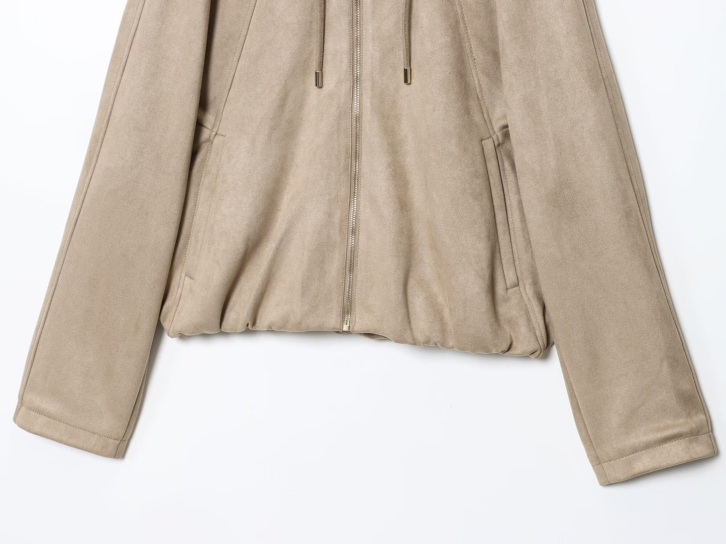 Women's new fashion suede texture effect hooded flying jacket Coat