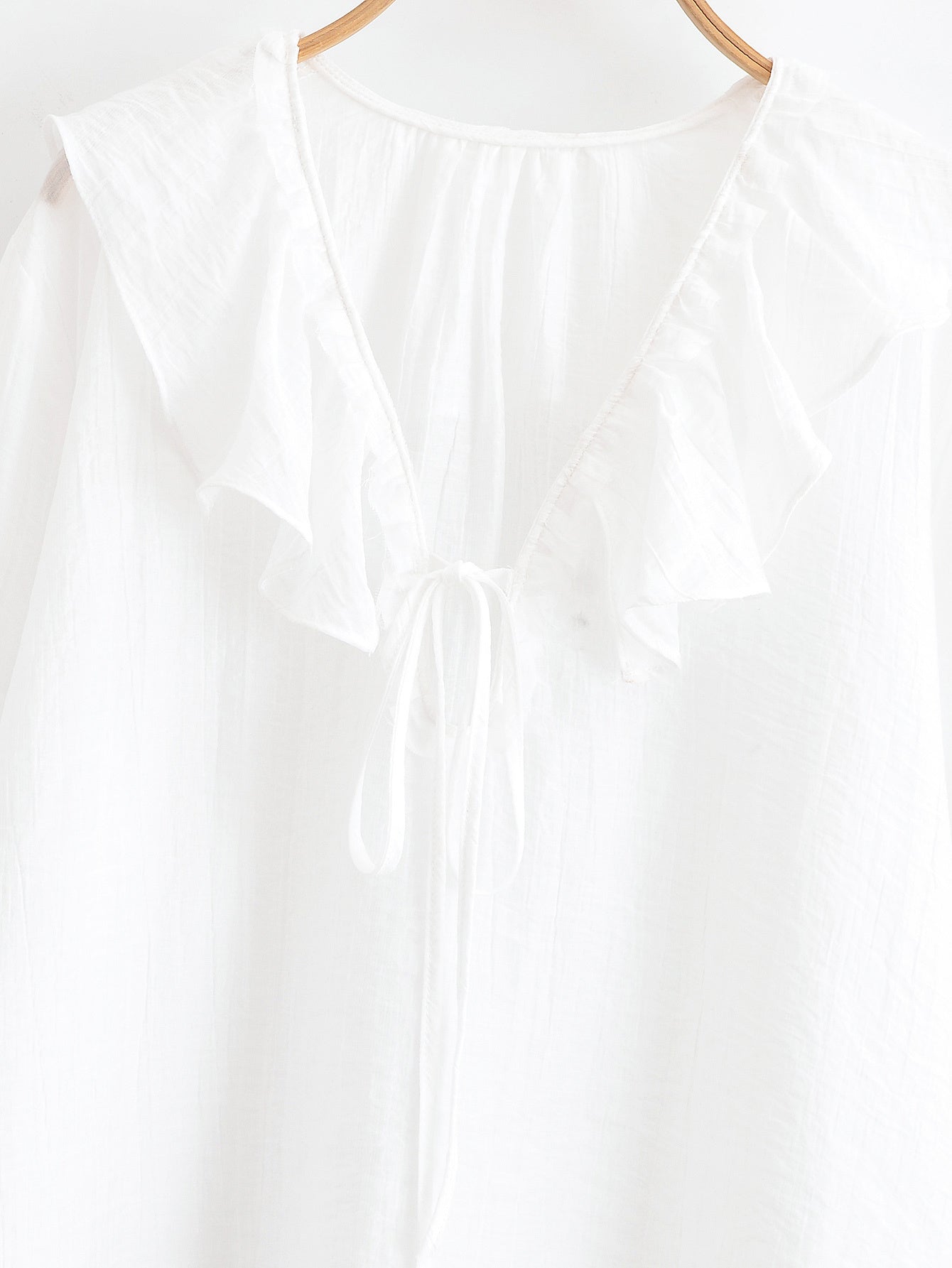 Women's chic Fashion layered ruffle edge decoration casual lace up shirt