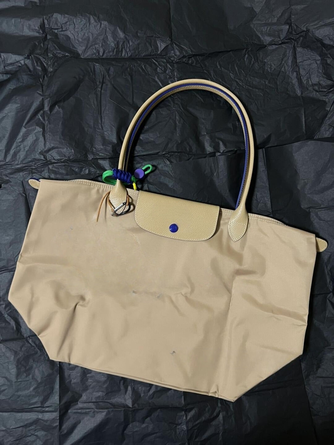 Women's New Joker Nylon Jiaozi Handbag Embroidered Large Tote Waterproof Folding Shoulder Bag.