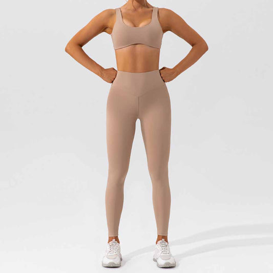 Women's New Nude Hip Yoga Suit Women's Quick-dry Running Beauty Back Fitness Suit