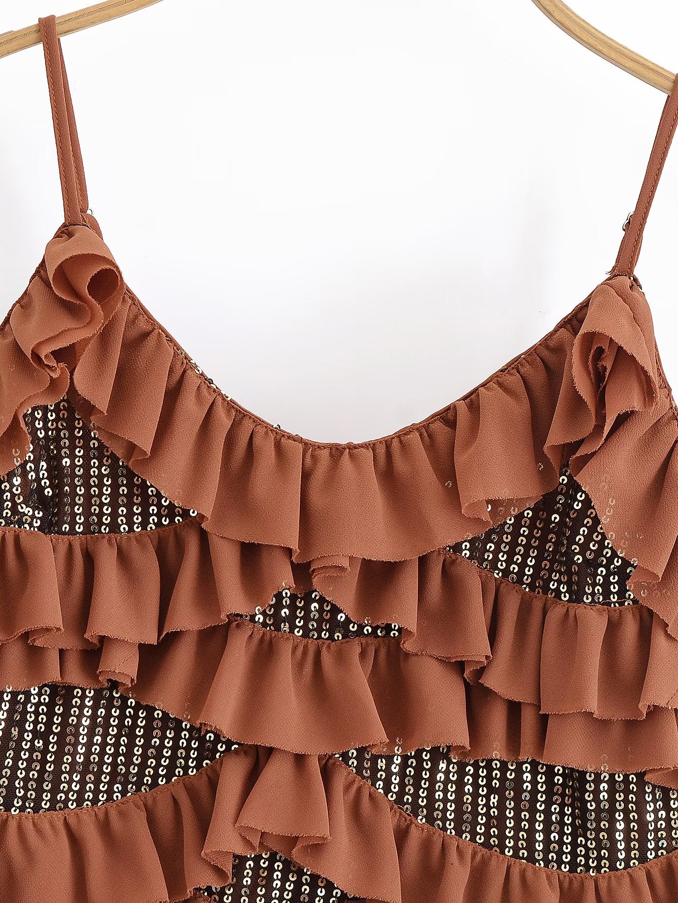 Women's new fashion beaded layered decorative Short suspender top