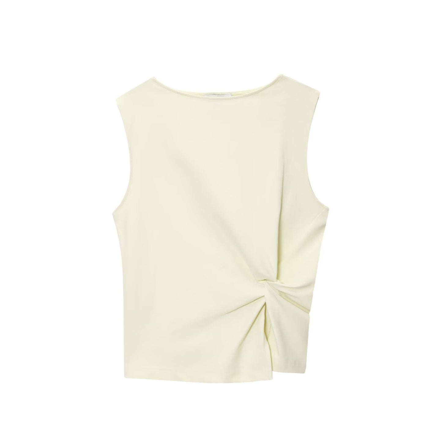 Women's new fashion slim boat neck pleated texture vest top