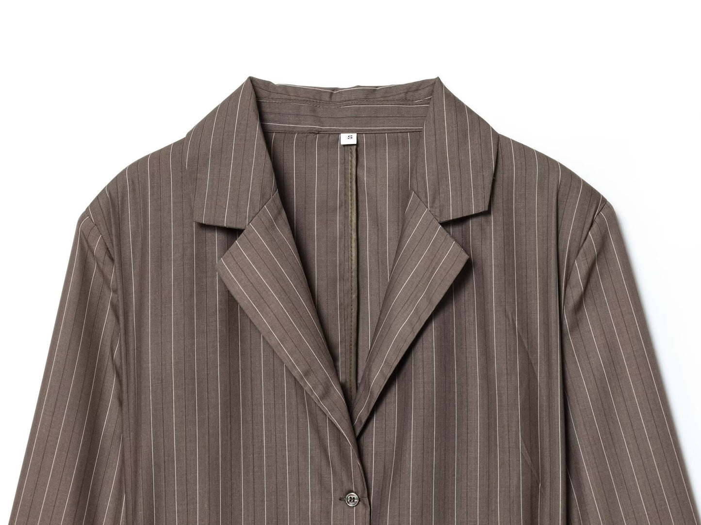 Women's New Fashion With Belt Loose Shoulder Pads Striped Suit Coat+Pants Suit