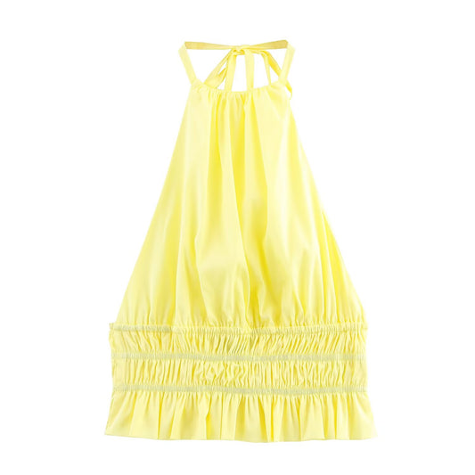 Women's new fashion sleeveless backless short hanging neck top