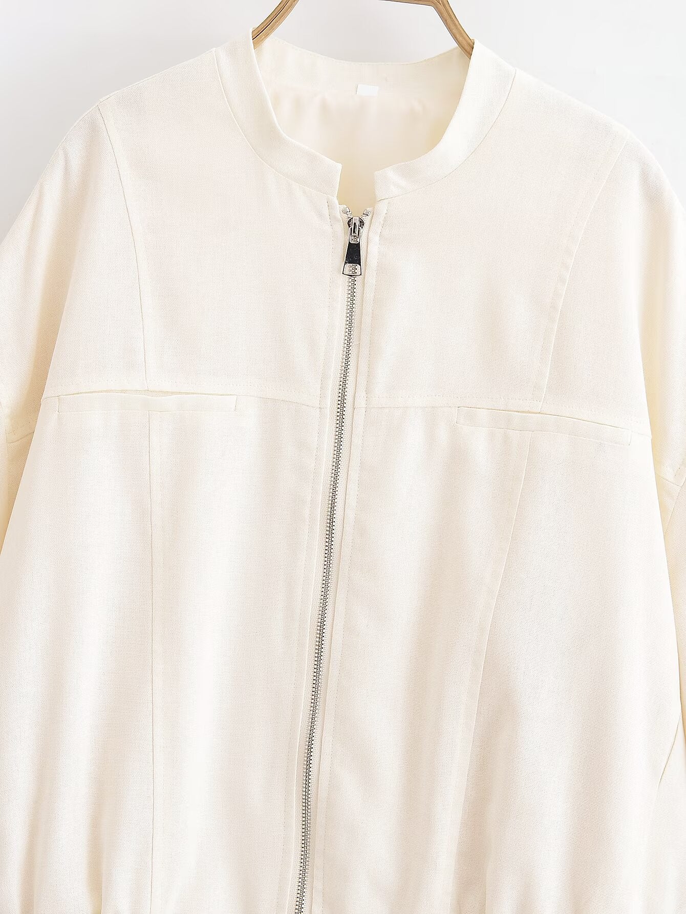 Women's new Fashion rolled up sleeve design loose zipper jacket coat