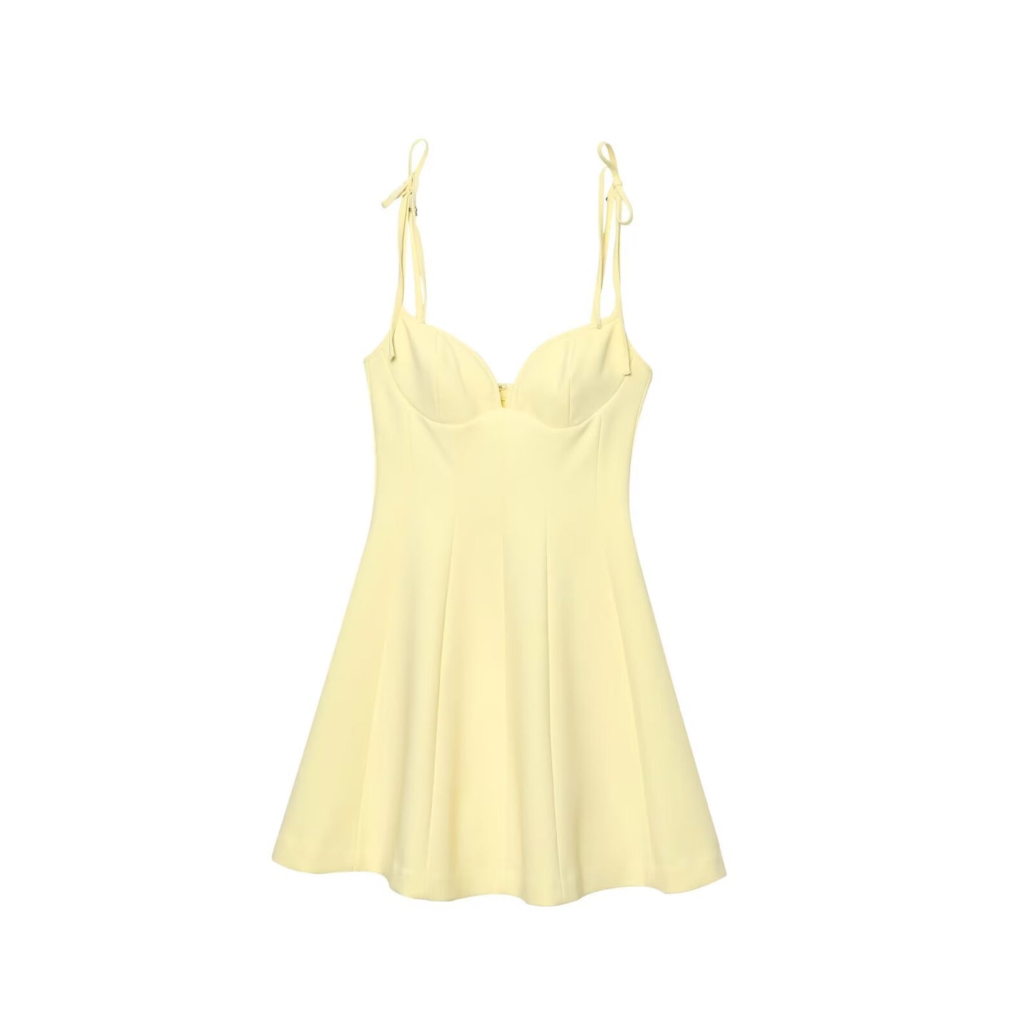 Women's new fashion bow shoulder strap sleeveless backless wide swing mini dress