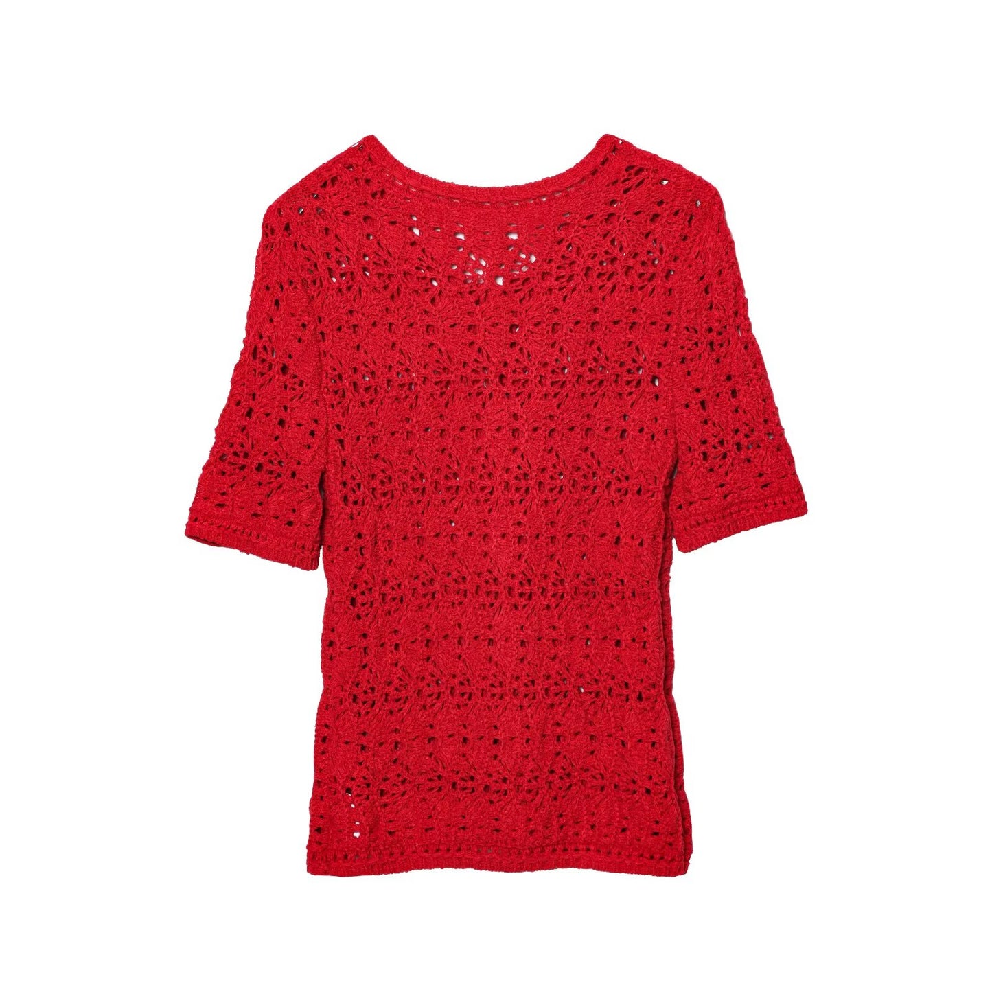 Women's New Fashion Casual Single breasted Short sleeved Hollow Knitted Coat