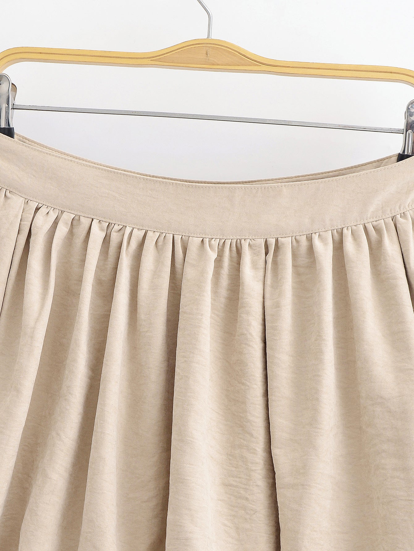 women's New Fashion Casual versatile high waisted pleated lantern mini skirt