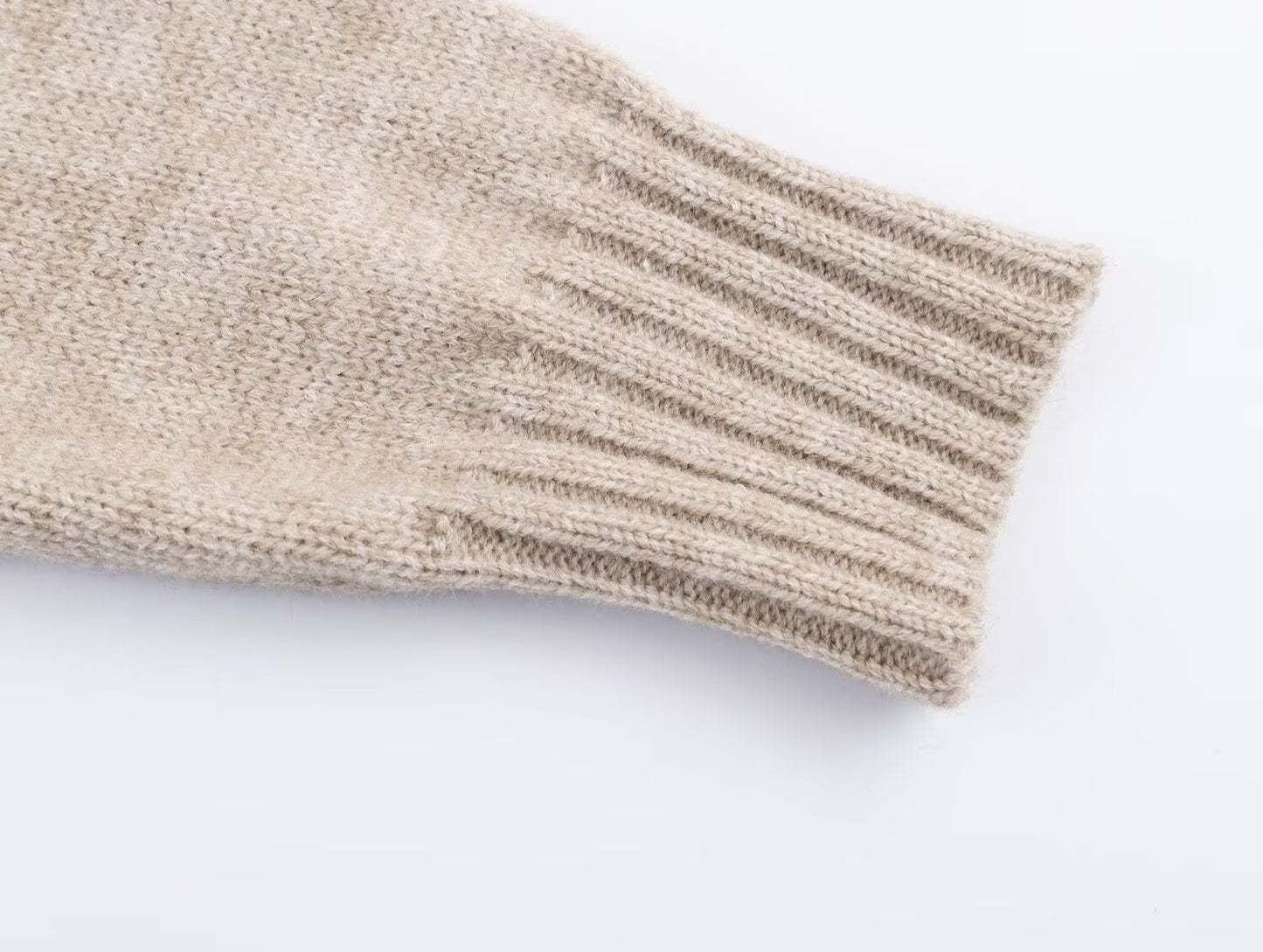 Women's new fashion ribbed trimmed loose knitted Coat