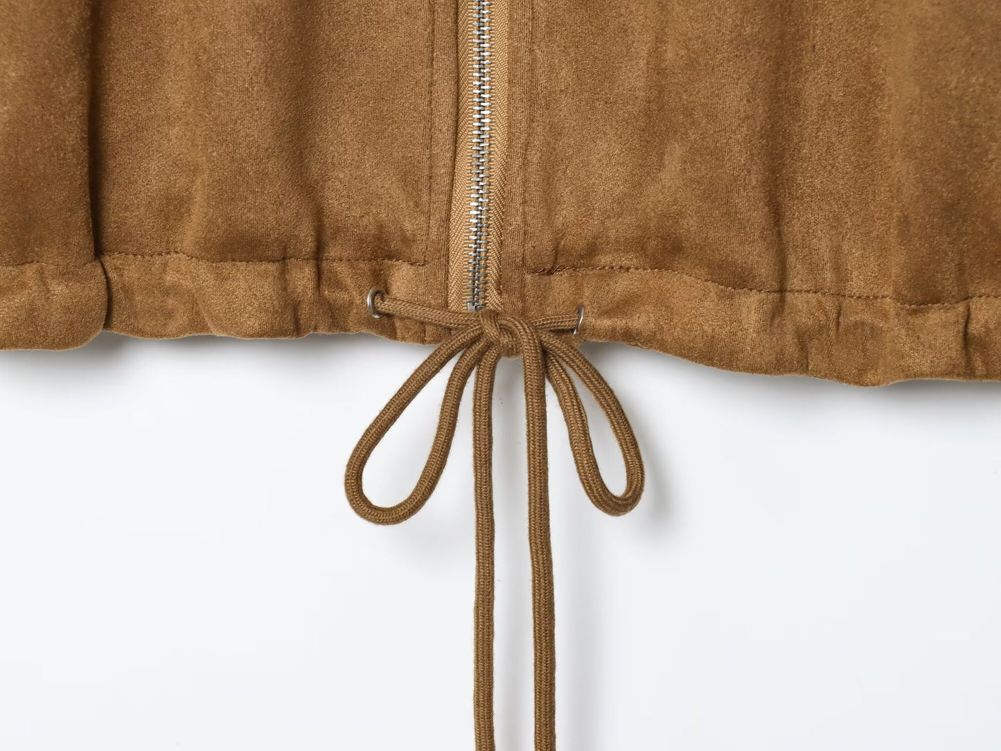 Women's new fashion suede texture short lapel lace up jacket Coat