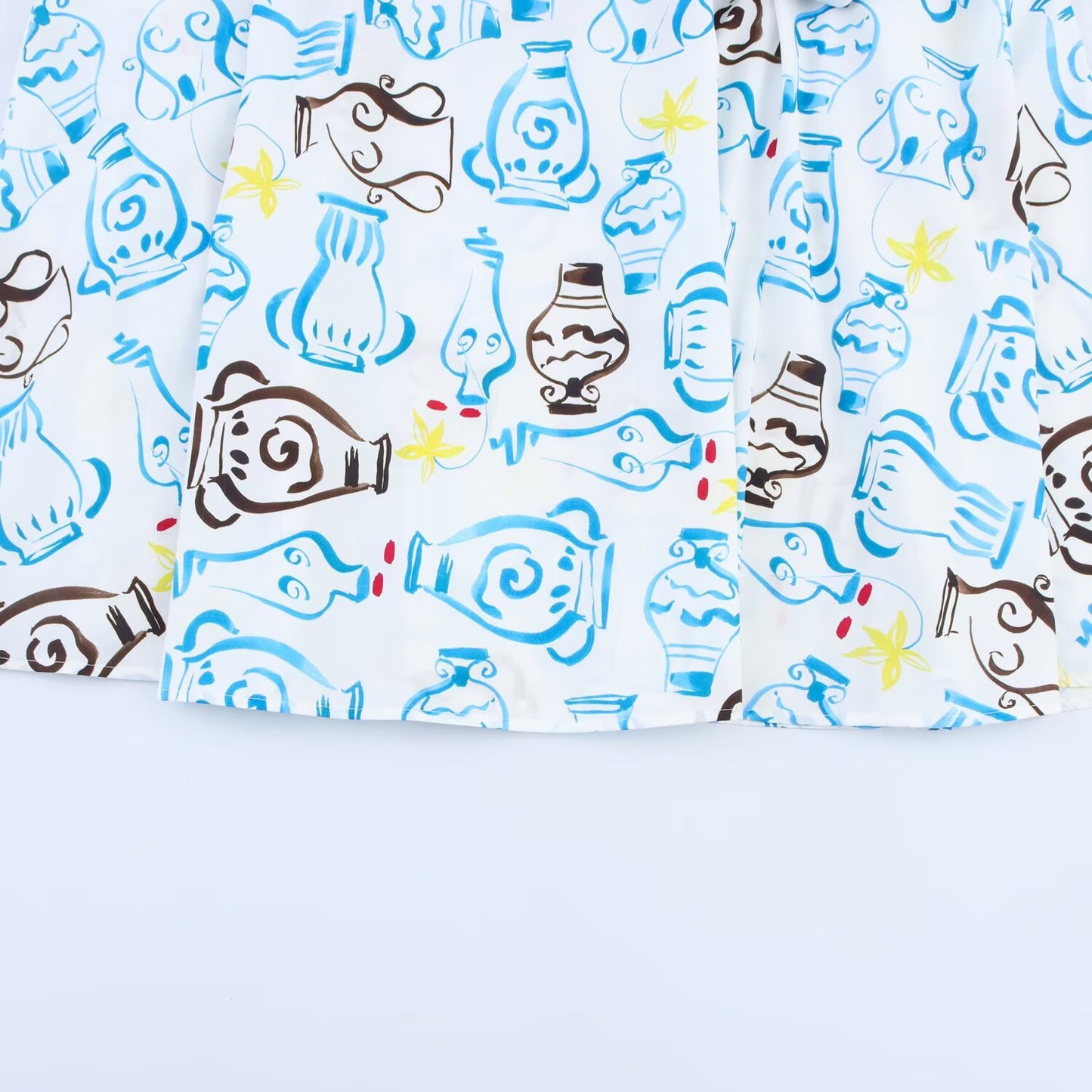 Women's' New Fashion loose side pocket casual printed Wide pleated MIDI skirt