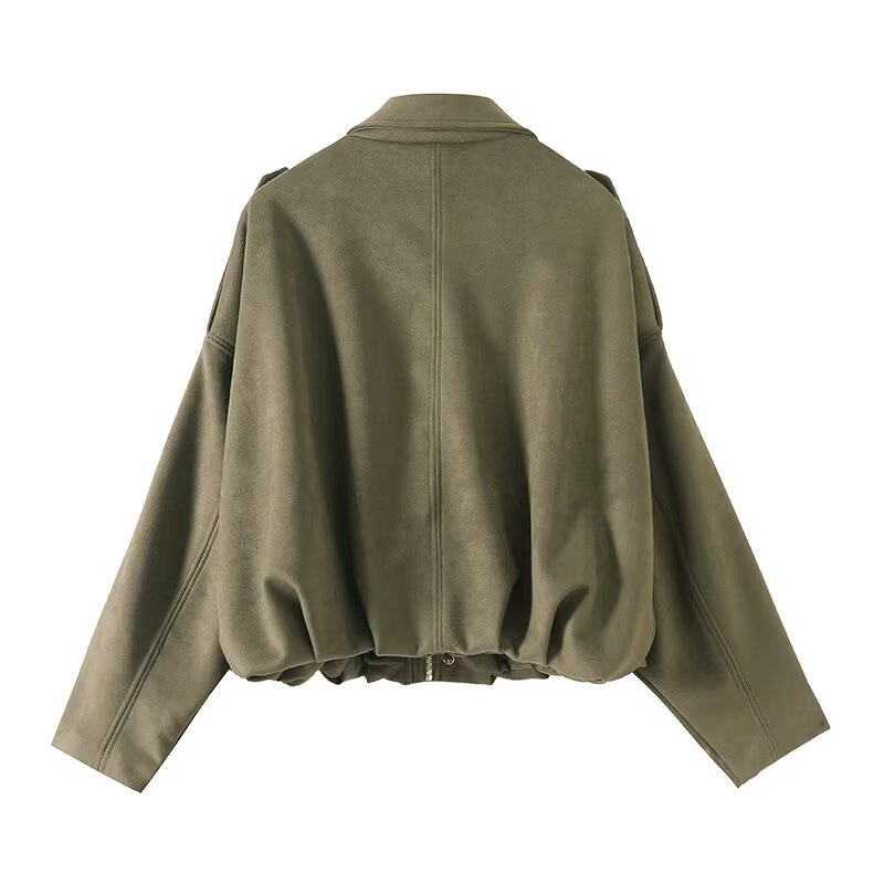 Women's new Fashion suede texture loose casual long sleeved shirt jacket coat