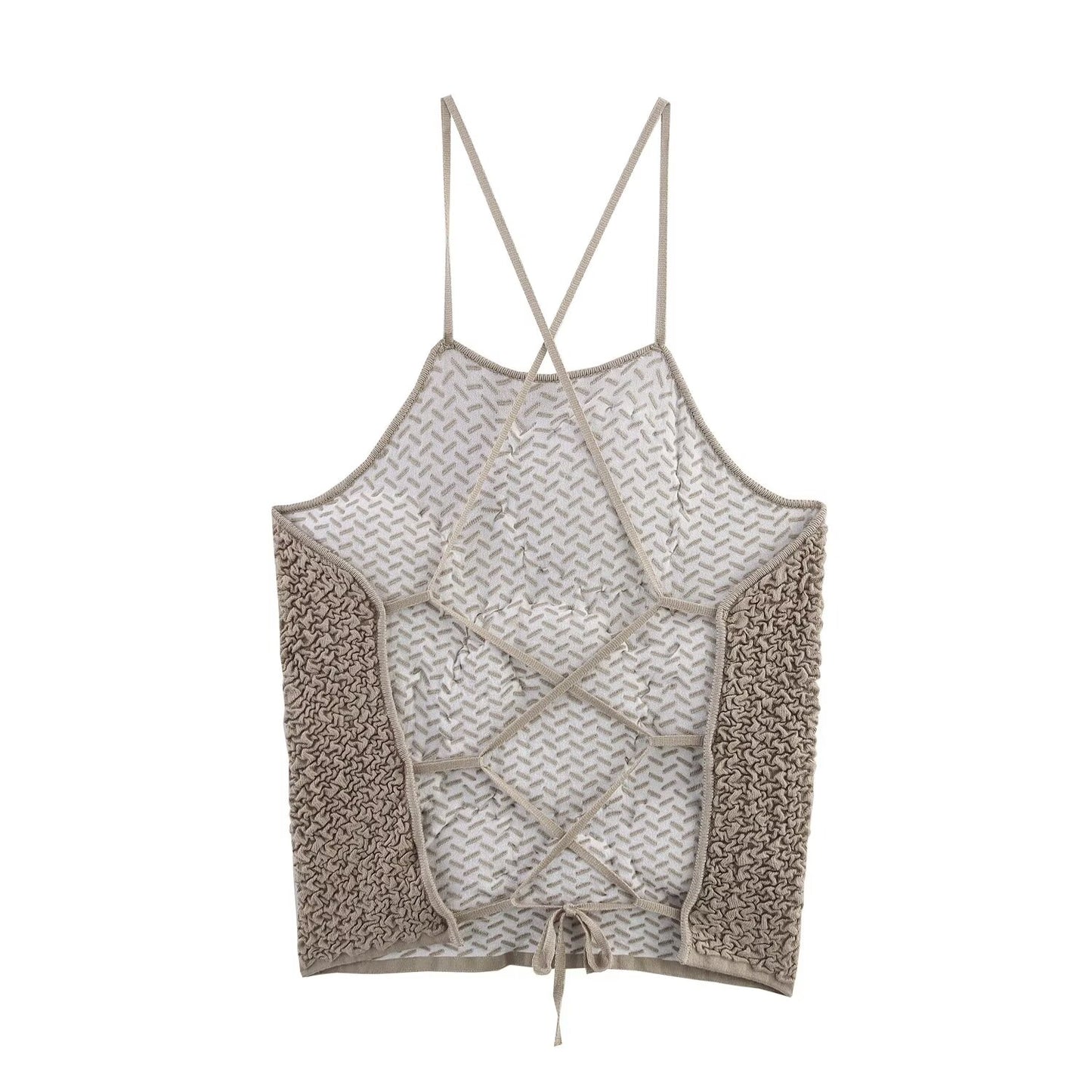 Women's new fashion fluffy texture design short backless suspender top