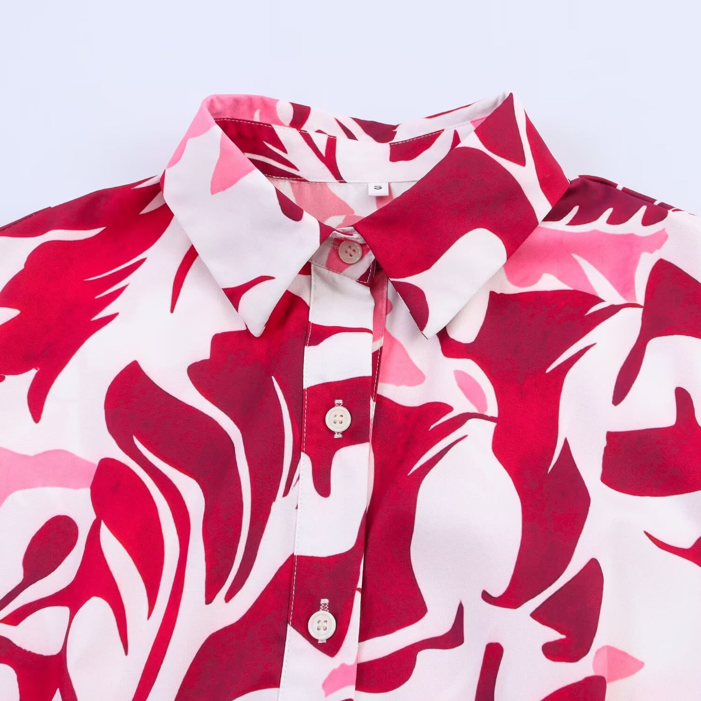 Women's New Fashion With Belt Printed Poplin Midi Dress