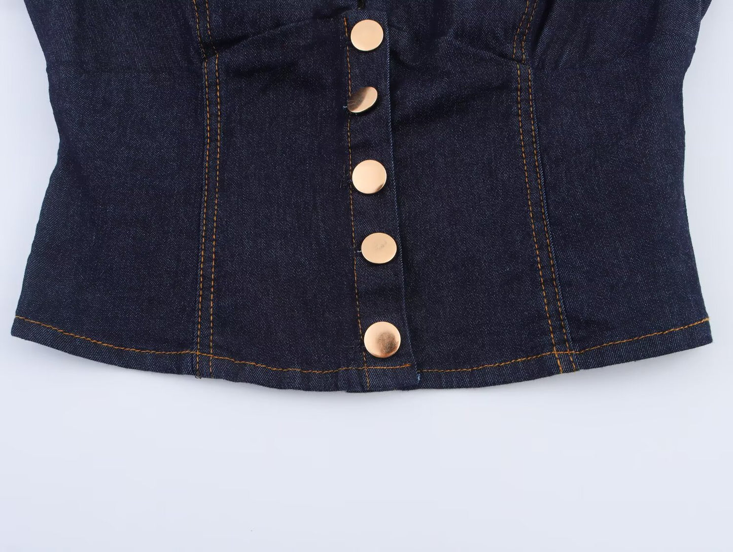 Women's new fashion short single breasted denim vest style top