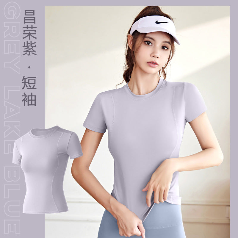 LU Women's new thin sports tight yoga clothes short sleeve top running fitness T-shirt