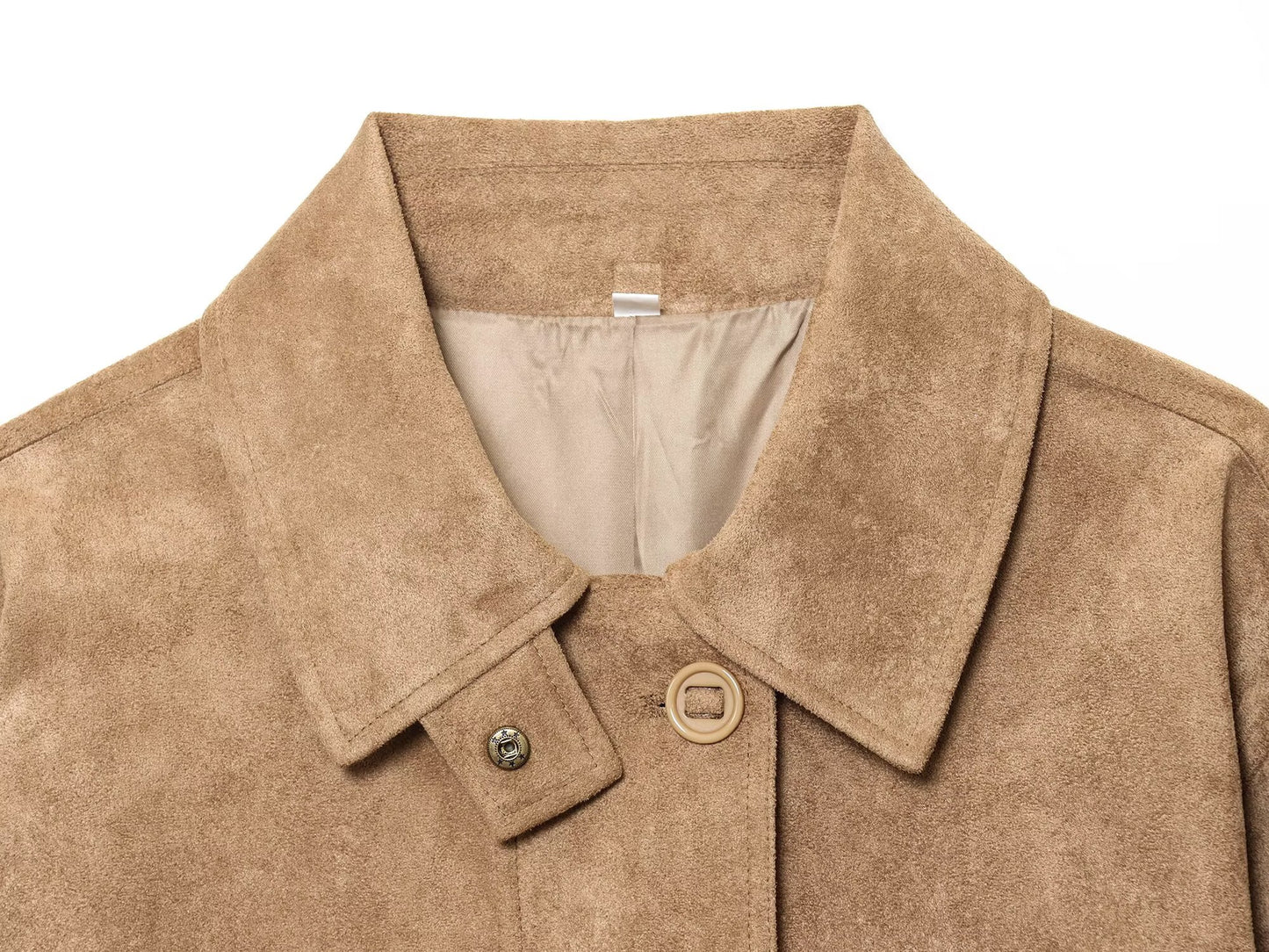 Women's 2025 new fashion suede texture lapel faux leather Coat