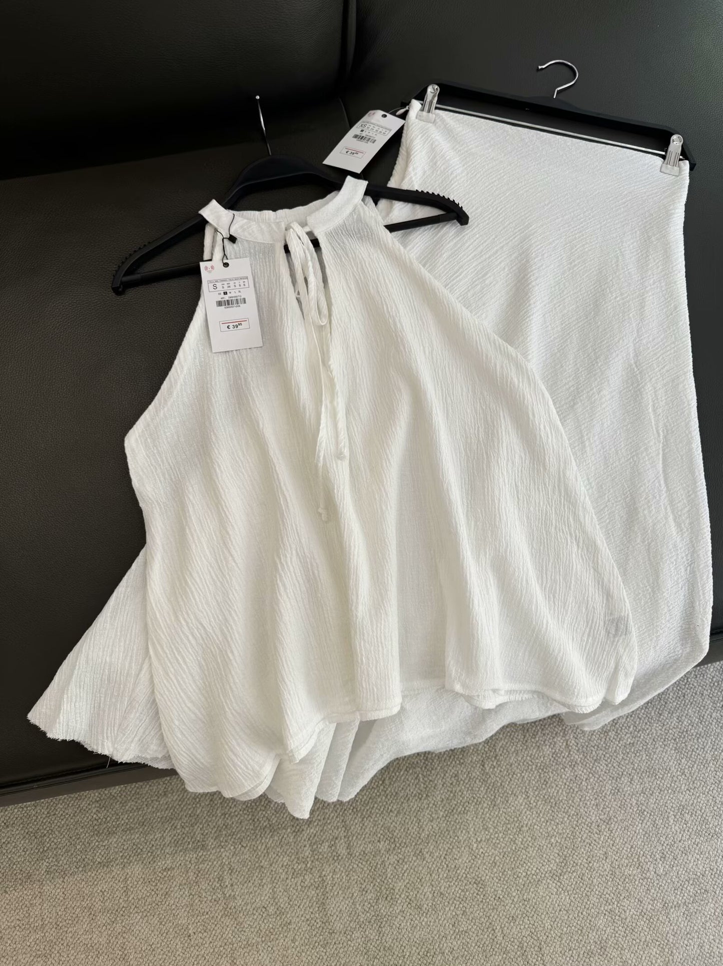 Women's 2025 new fashion linen blend suspender top retro sleeveless women's shirt chic top+Skirts Women's suit