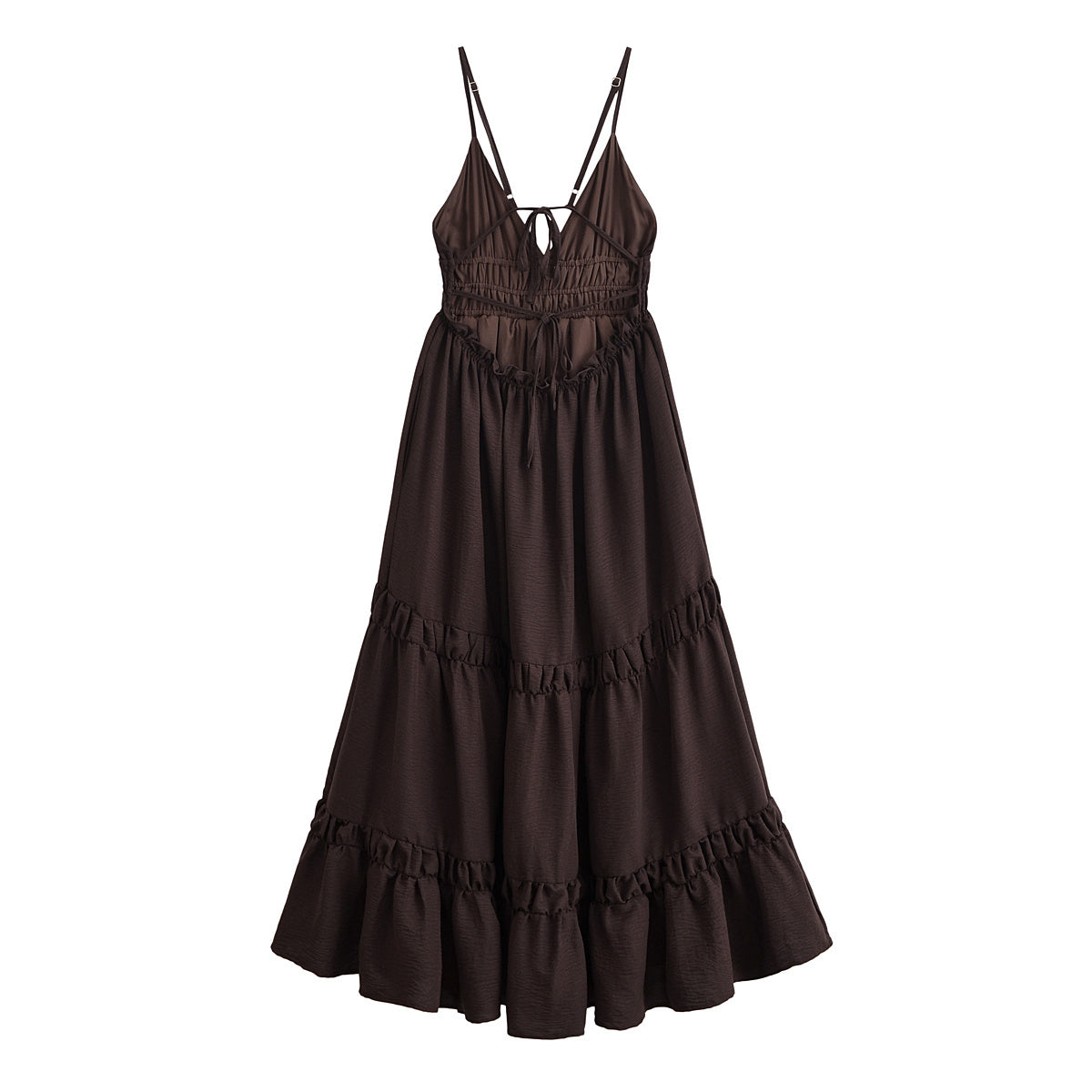 2025 Women's New Fashion Sleeveless Chiffon V-neck suspender Midi Dress