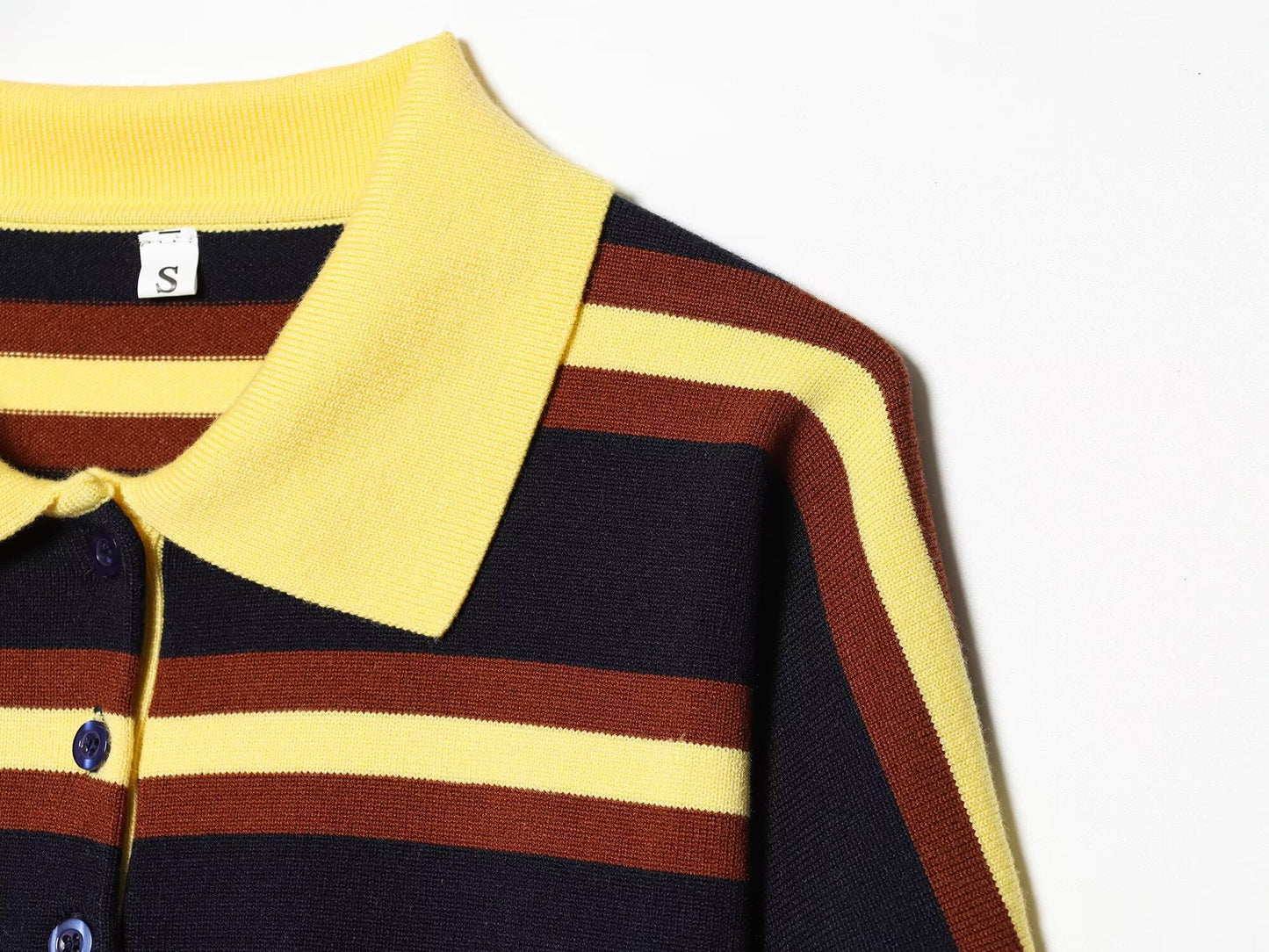 Women's new Lapel striped knitted sweater