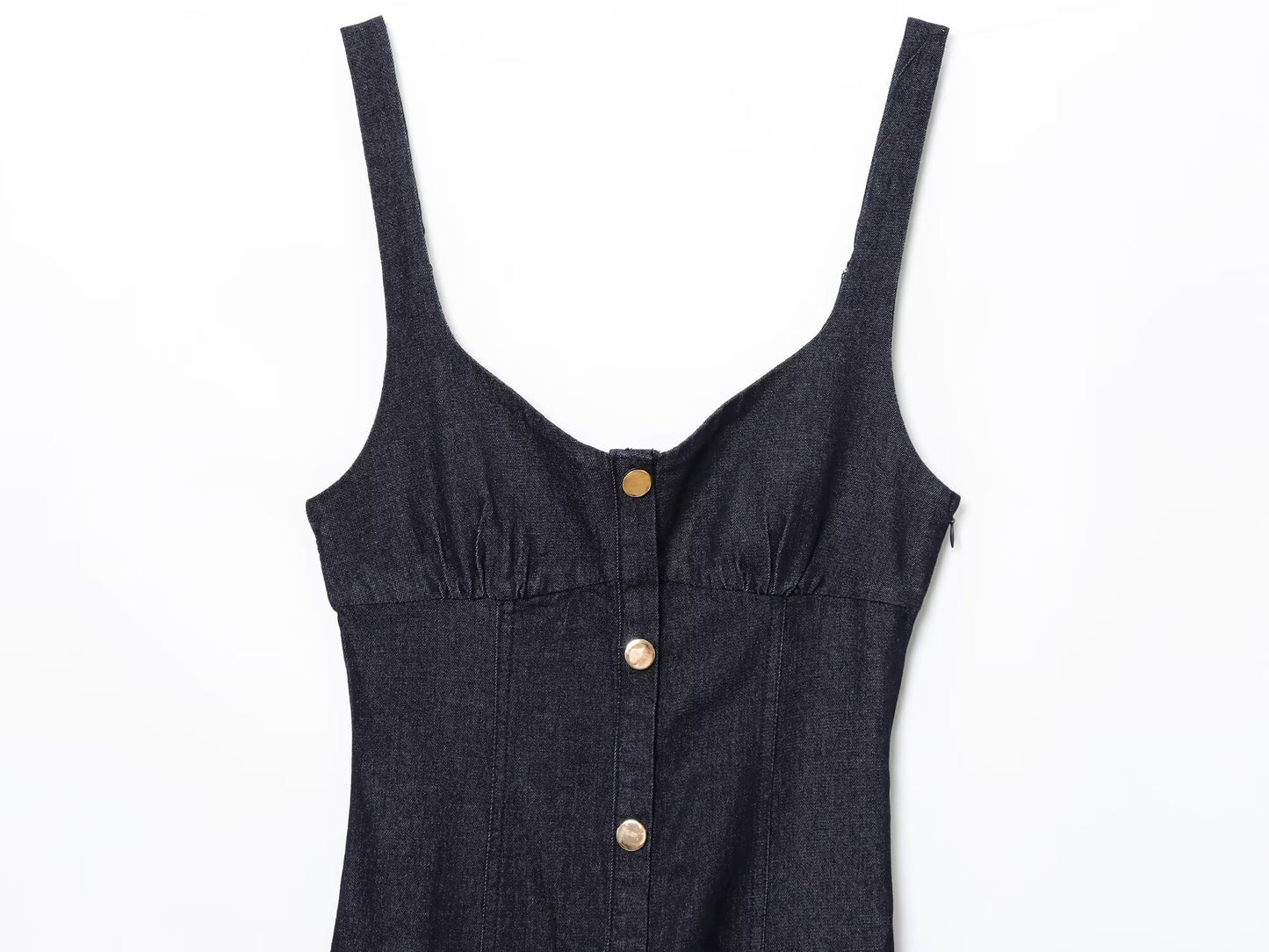 Women's New Fashion Sleeveless Wide Shoulder Strap Cowboy Midi Dress