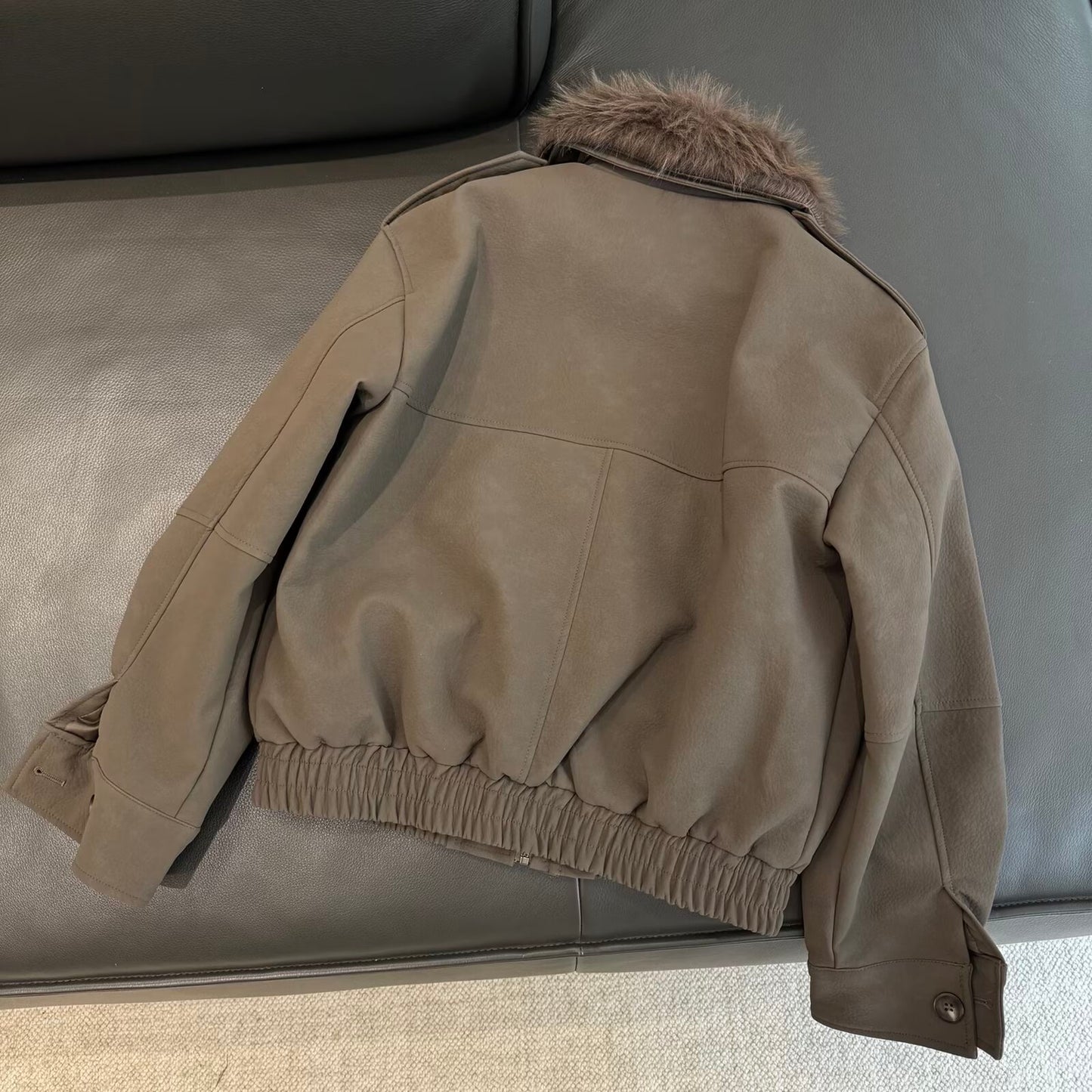 Women's new Anti suede effect detachable fur collar jacket Coat