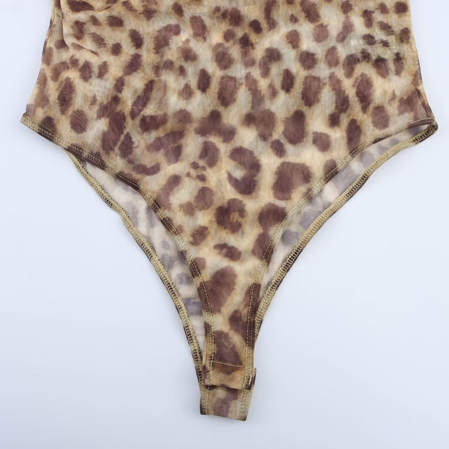 Women's new chic Fashion scarf decoration tight printed tulle suspender bodysuit retro sleeveless backless women's bodysuit